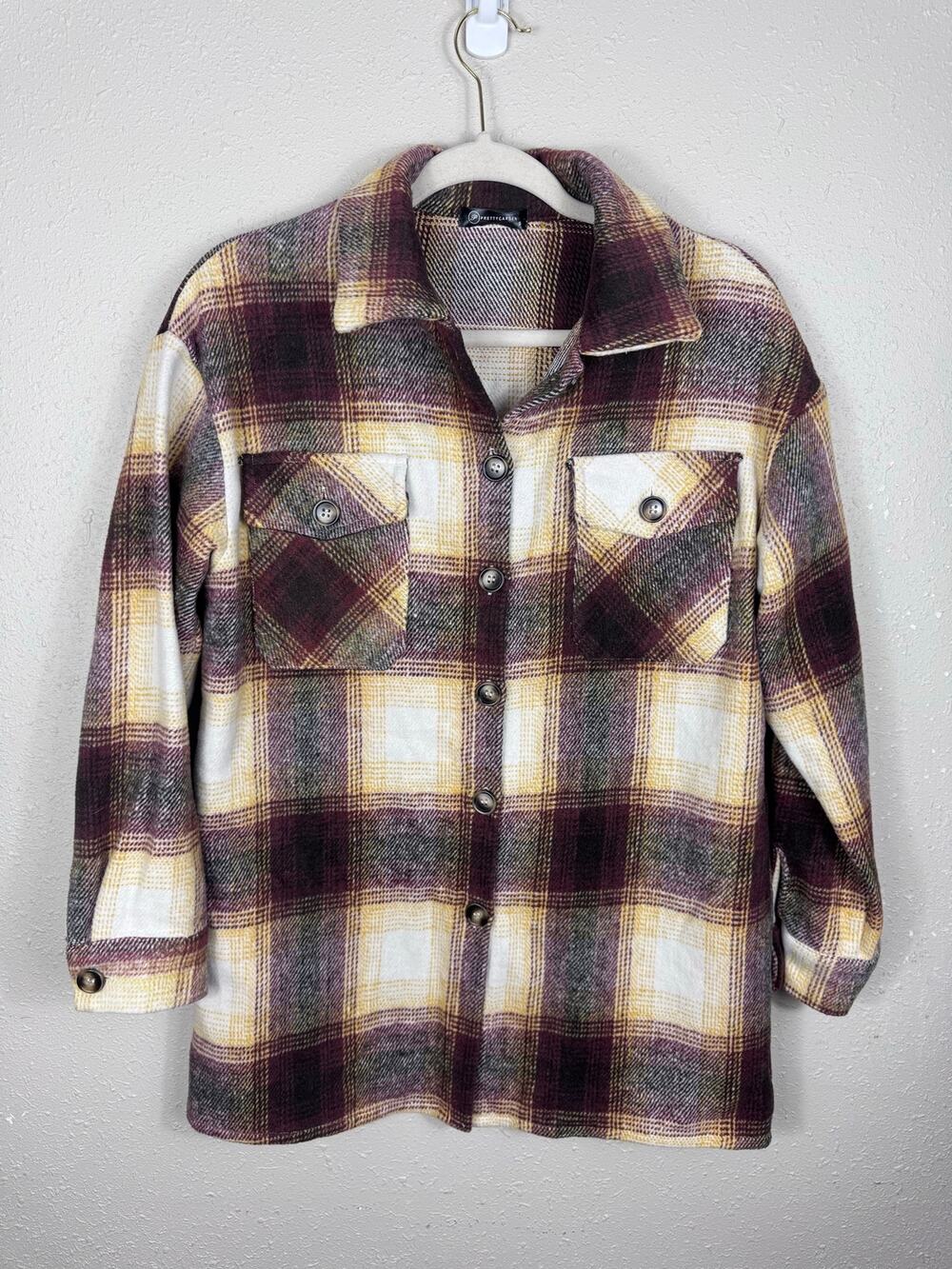 Pretty Garden Plaid Shacket Womens Size Small